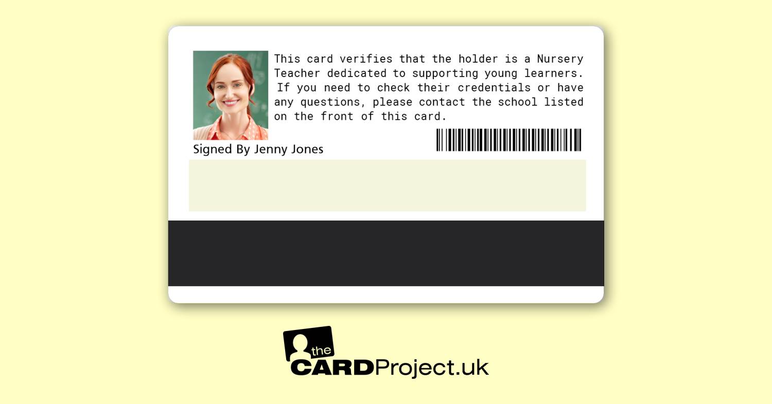 Nursery Teacher ID Card (REAR)